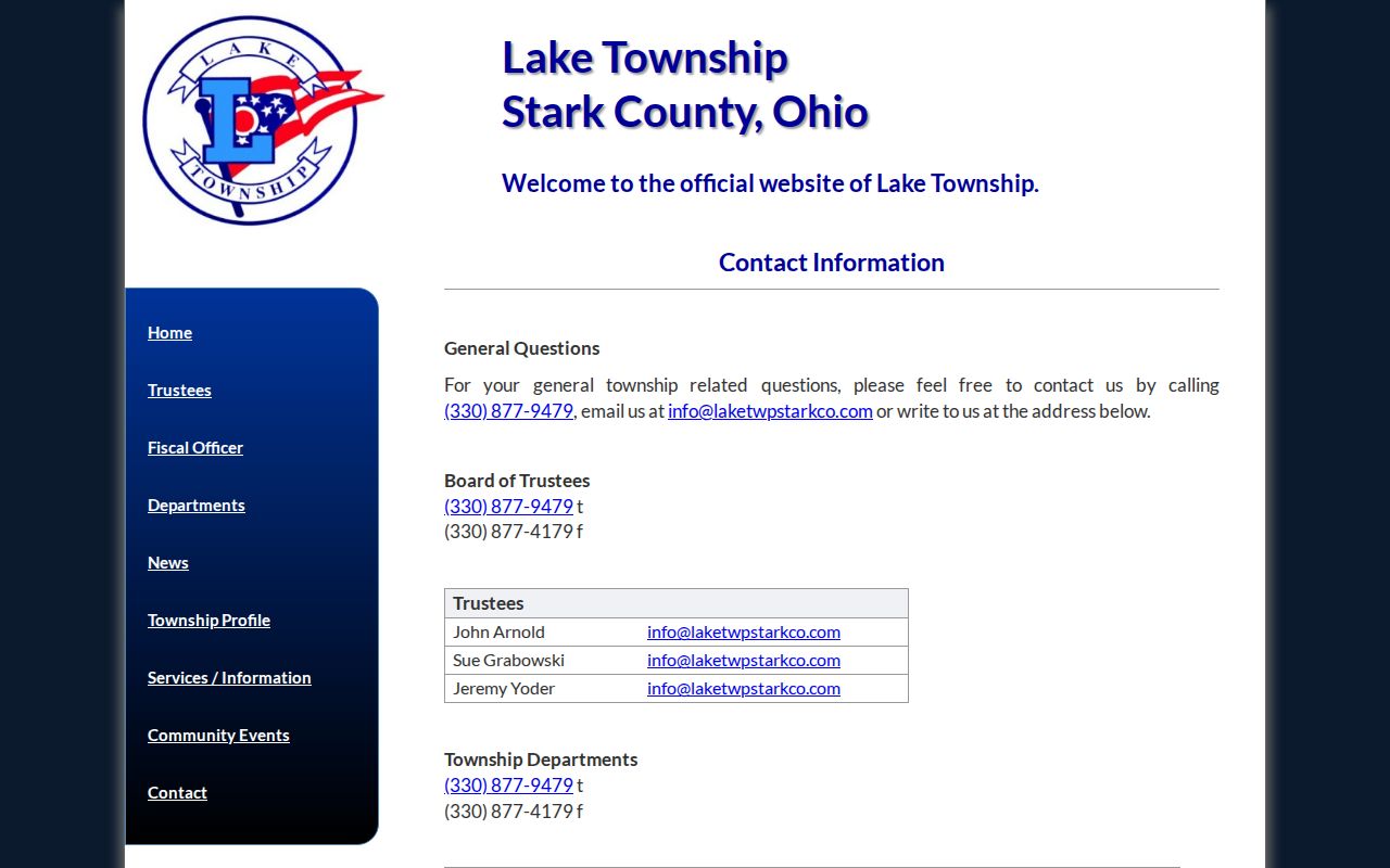 Lake Township residents directory township contact page