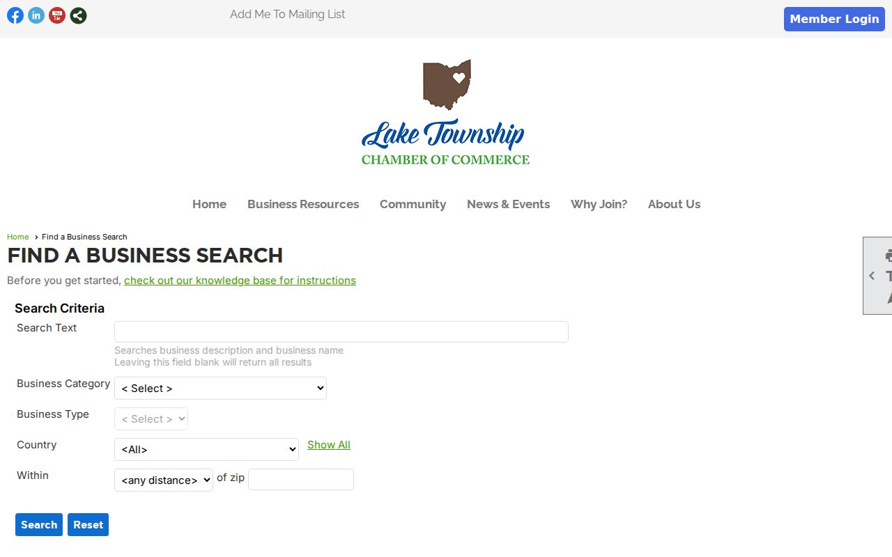 Lake Township neighbors Chamber community directory search