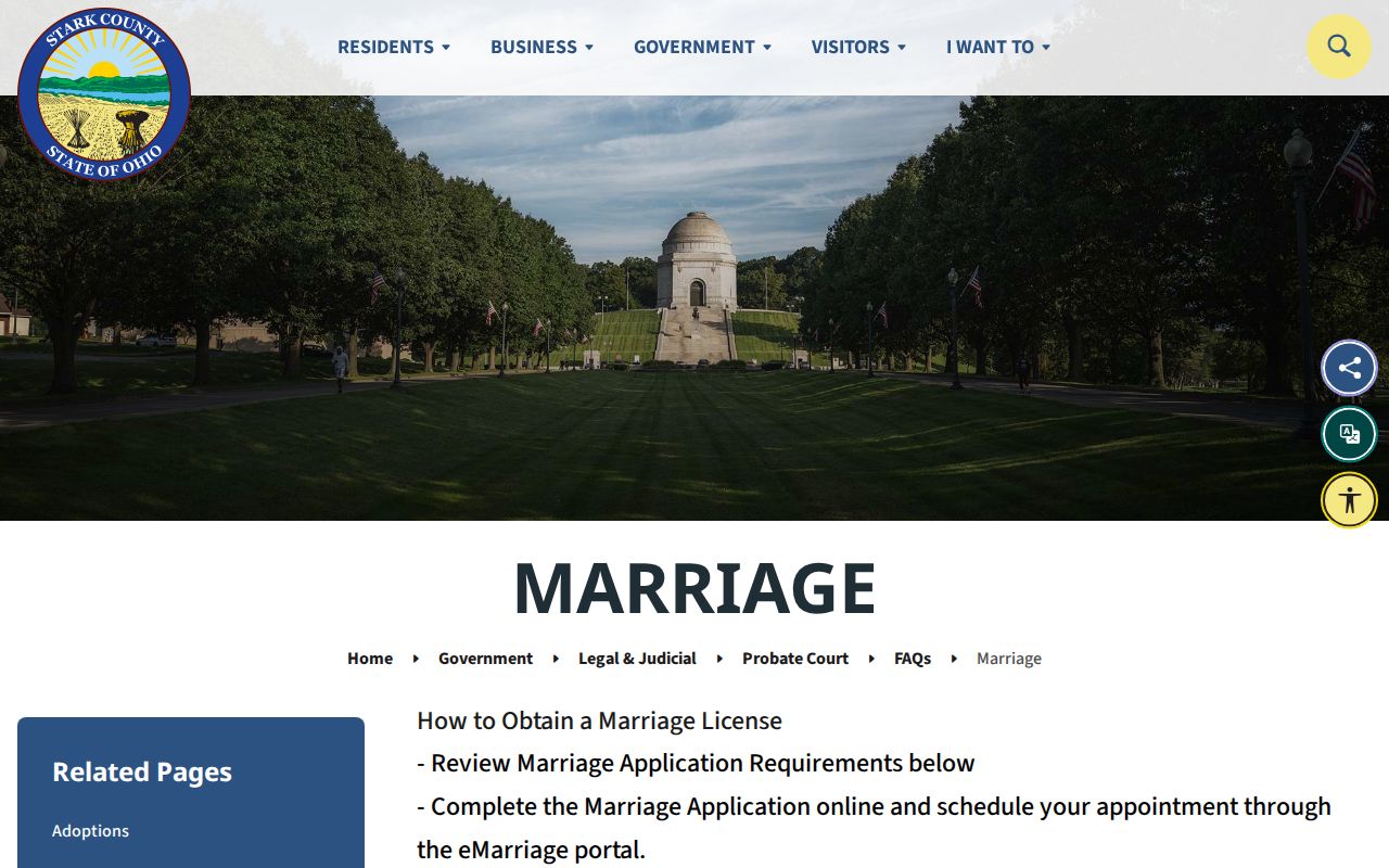 Lake Township previous residents Probate Court marriage records