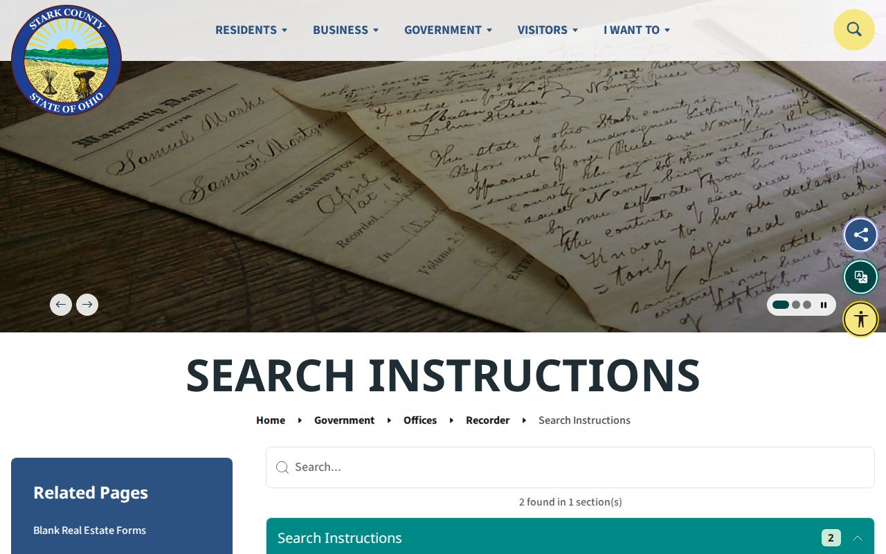 Lake Township street directory Stark County Recorder search instructions
