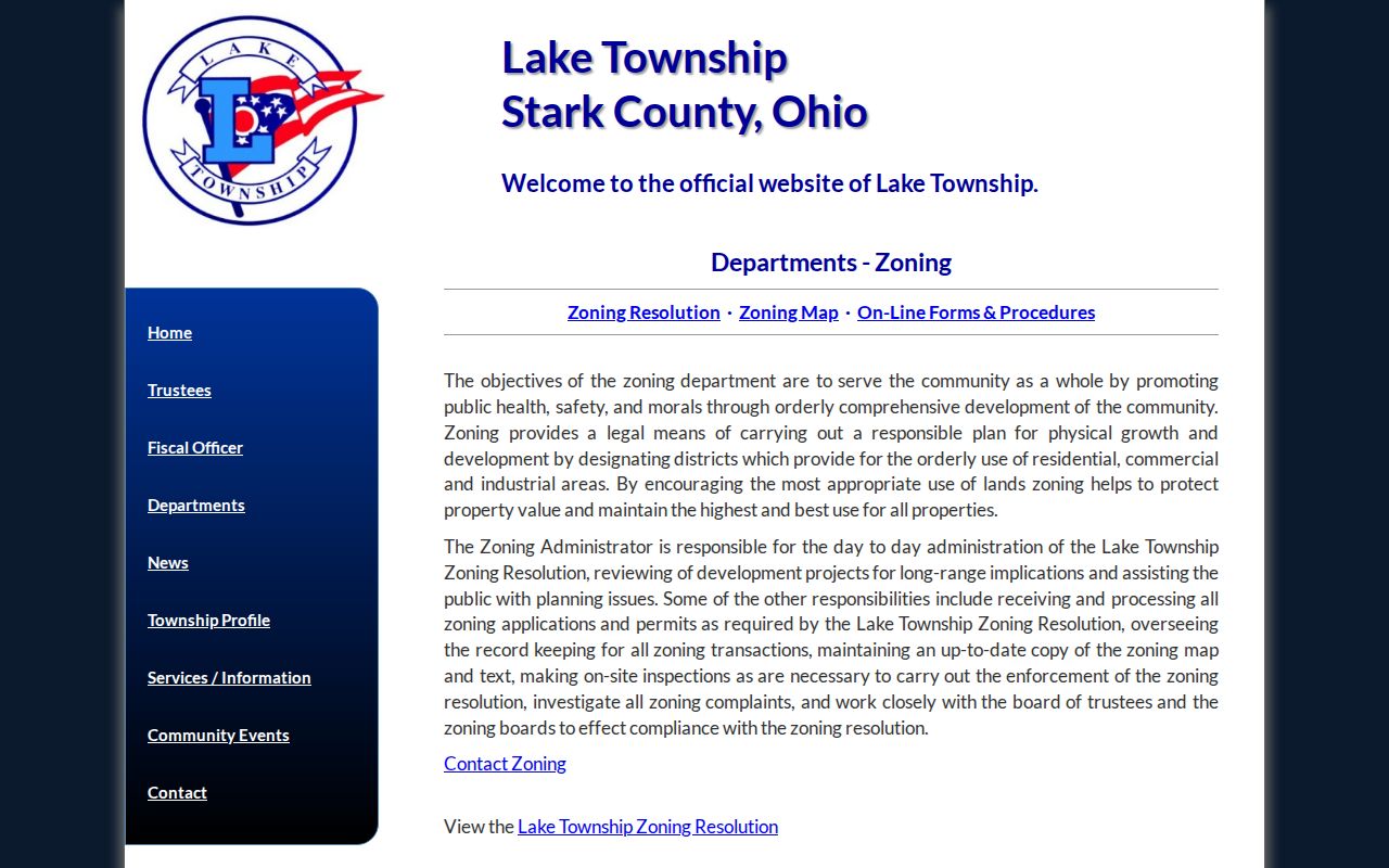 Lake Township street directory zoning records source