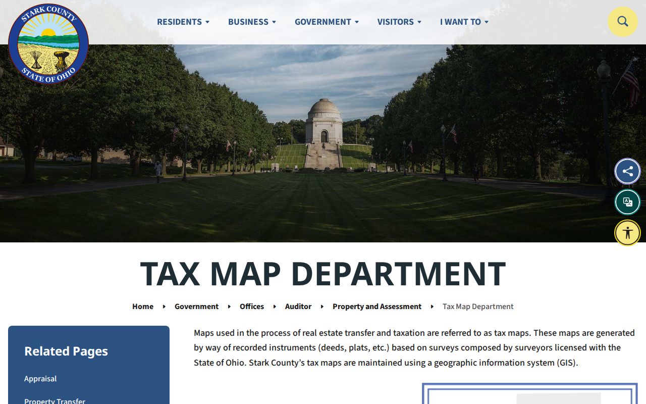 Lake Township street directory Tax Map Department record page