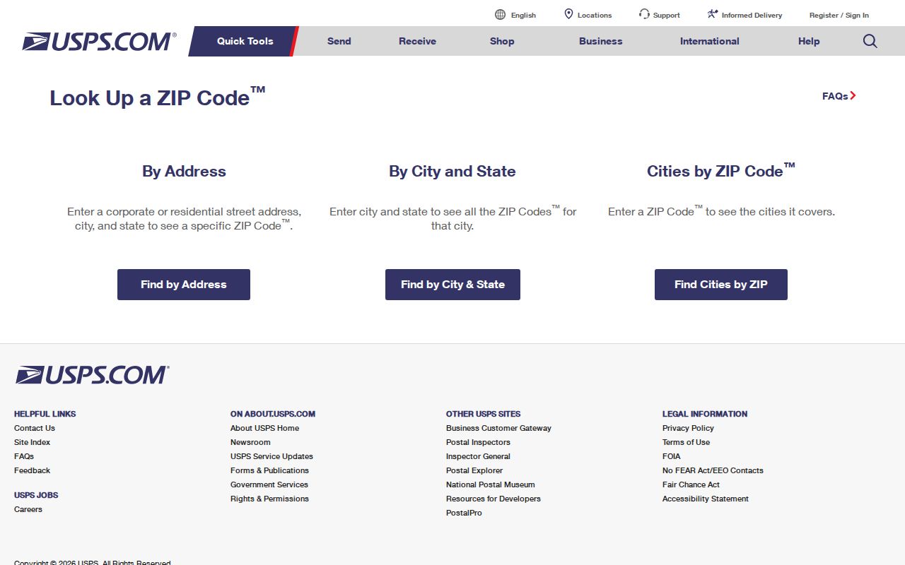 Lake Township ZIP code directory USPS Lookup interface for verifying a physical address